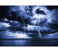 BELECO 2.1x1.5m Sea Lightning Storm Dark Cloud Backdrop Rough Ocean Thunder Stormy Sky Scene Background Horror Weather Theme Party Photobooth Studio Booth Props