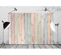 BELECO 2.5x1.8m Fabric Wood Backdrop Pastel Colored Wood Planks Texture Phtography Backdrop for Birthday Party Baby Shower Boy Girl Product Photoshoot Pets Photo Background Props L-0042