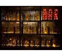 BELECO 2.7x1.8m Fabric Bar Wine Shelf Backdrop Cafe Restaurant Pub Alcohol Bottles Drinks Dark Lights Wallpaper Nightlife Bar Theme Party Portrait Props