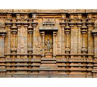 BELECO 2.7x1.8m Fabric Indian Hindu Temple Backdrop Carved Idol on The Wall of Brihadishvara Temple, Thanjavur Background Hinduism Religion Background Indian Landmark Travel Photo Studio Wallpaper