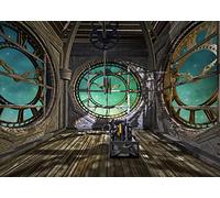 BELECO 3.5x3m Fabric Vintage Steampunk Backdrop Antique Steampunk Room with Clocks Shiny Stars Industrial Background Nostalgia Style Novelty Artistic Design Party Home Decorations Photo Studio