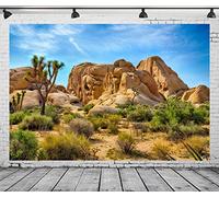 BELECO 3x2.5m Fabric Desert Backdrop Joshua Tree National Park Photography Backdrop Odd Trees Rocky Mountains Natural Scenery Holiday Background Hiking Camping Pictures Home Decor Photo Studio