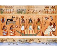 BELECO 3x2.5m Fabric Egyptian Backdrop Ancient Egypt Scene Mythology Godsand Pharaohs Hieroglyphic Temple Murals Phtography Backdrop for Egypt Party Decorations Photoshoot Photo Background Props