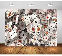 BELECO 3x2.5m Fabric Poker Backdrop 3D Playing Cards Photography Background Casino Party Las Vegas Party Decorations Poker Card Backdrop Photo Studio Wallpaper