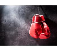 BELECO 3x2.5m Fabric Red Boxing Gloves Backdrop Boxer Backdrop Dark Black Wall Boxing Sport Gym Photo Background Boxing Party Decorations Retirement Party Birthday Photoshoot Studio Wallpaper