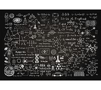 BELECO 3x2.5m Fabric Science Theme Classroom Blackboard Backdrop Chemistry Math Geometry Physics Handwritten Chalkboard Background Online Teaching Course Back to School Party Decor Banner Photo