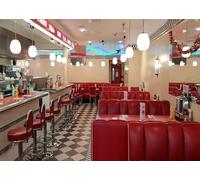 BELECO 3x2m Fabric Vintage 50s Diner Backdrop American Fast Food Soda Shop Restaurant Dining Background Rock N' Roll 50s Diner Party Decor Studio Props