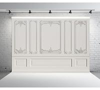 BELECO 3x2m Fabric Vintage Room Interior Backdrop European Frame Classic White Wall Photo Background Empty Room Classic Backdrop Living Room Wallpaper Decorations Wedding Portrait Photo