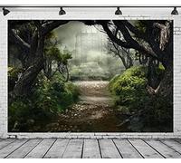 BELECO 5x3ft Fabric Fantasy Forest Castle Backdrop for Photography Gloomy Misty Forest Gothic Medieval Castle Mysterious Jungle Forest Background for Party Decor Portrait Photo Shoot Studio Props