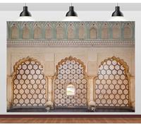 BELECO 5x3ft Fabric Indian Palace Backdrop Delicately Carved Stone, Latticed Screen Amber Palace Background Indian Theme Party Decorations Kids Adults Portrait Photoshoot Studio Props