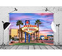 BELECO 5x3ft Fabric Las Vegas Backdrop - Welcome to Fabulous Las Vegas Nevada Sign - Casino Theme Party Decorations - Photo Background Studio Props