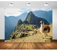 BELECO 5x3ft Fabric Machu Picchu Backdrop for Photography Ancient Mountain Ranges Lost Inca City Machu Picchu Alpaca Peru Historic Sites Background Peruvian Themed Party Decor Photo Studio Props