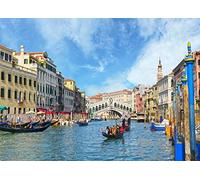 BELECO 5x3ft Fabric Venice Italy Backdrop Gondola Near to Famous Rialto Bridge in Venice Photography Backdrop for Italian Party Decorations Adult Game Birthday Photoshoot Photo Background Props
