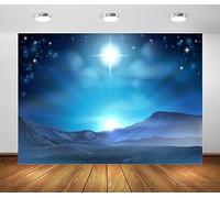 BELECO 6x3m Fabric Nativity Scene Backdrop Christmas Star Night Star of Bethlehem over Desert Birth of Jesus Background Christmas Nativity Decorations Religious Belief Bible Story Photo Studio