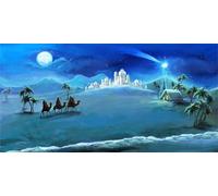BELECO 6x3m Nativity Scene Backdrop Christmas Night Stars Holy Family and Three Kings Desert Castle Cottage Manger Birth of Jesus Backdrop Outdoor Xmas Decor Church Religion Photo Booth Props