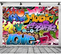 BELECO 7x5ft Fabric Graffiti Backdrop - 80s 90s Hip Hop Themed Party Decoration - Urban Street Art Background for Birthday Photoshoot Props