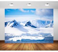 BELECO 7x5ft Fabric Iceberg Backdrop Antarctica Glacier White Snow-Covered Mountains Ocean Water Arctic Background for Themed Party Decorations Birthday Photoshoot Photo Booth Studio Props