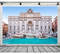 BELECO 7x5ft Fabric Italy Trevi Fountain Backdrop Rome Baroque Architecture Italy Landmark Background Rome Travel Italian Theme Party Decoration Kids Adults Portrait Photoshoot Studio Props