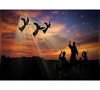 BELECO 7x5FT Fabric Nativity Scene Backdrop Holy Christmas Night Angel Lamb Shepherd Birth of Jesus Silhouette Background Religious Christianity Church Nativity Decor Baby Kids Photoshoot Studio Props