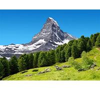 BELECO 7x5ft Fabric Nature Backdrop Mountain Landscape Backdrop for Photography Matterhorn Peak Pennine Alps Switzerland Background Snow Mountain Forest Trees Backdrop Portraits Shoot Video Backdrop