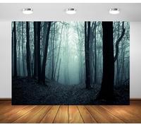 BELECO 7x5ft Fabric Spooky Foggy Forest Backdrop Halloween Scary Misty Woods Magic Grove Vampire Evil Trees Background Halloween Witch Wizard Sorcerer Ghost Party Decorations Photo Studio Prop
