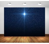 BELECO 7x5ft Fabric Star Night Backdrop Holy Christmas Star Blue Starry Sky Background Christmas Nativity Scene Star of Bethlehem Jesus Birth Background Religious Christian Church Decor Photo Props