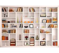 BELECO 7x5ft Fabric White Bookshelf Photography Backdrop - Modern Office Zoom Meeting Video Conference Decor