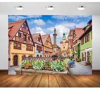 BELECO 8x6ft Fabric Oktoberfest Backdrop Germany Bavarian Street Backdrop Historic Town Rothenburg ob der Tauber Background Beer Festival Munich Carnival Party Decorations Studio Booth Photo Props