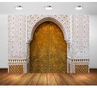 BELECO 8x6ft Fabric Palace of Morocco Backdrop Middle Eastern Style Architecture Moroccan Palace Door Background Moroccan Party Decorations Birthday Shoot Photo Studio Props