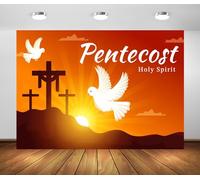 BELECO 8x6ft Fabric Pentecost Backdrop Holy Spirit Dove, Jesus Cross, Pentecost Sunday Background Backdrop Biblical Religious Belief Christian Church Decor Banner Photo Studio Props