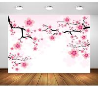 BELECO 9X6ft Fabric Pink Cherry Blossoms Backdrop Watercolor Sakura Spring Romantic Cherry Blossom Floral Background Valentine's Day Shoot Birthday Baby Shower Party Decoration Kids Girls Photo Prop