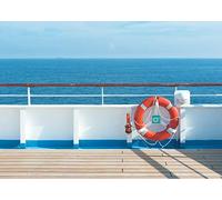 BELECO Cruise Backdrop Fabric 9x6ftCruise Ship Deck Backdrop for Cruise Party Decorations Blue Sea and Sky Ocean Background Cruise Theme Wedding Photography Nautical Birthday Photoshoot Props