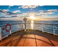 BELECO Cruise Ship Backdrop Fabric 2.5x1.8m Cruise Ship Deck Party Backdrop Cruise Theme Decorations Summer Tropical Ocean Sunset Scenery Background Marine Sailor Nautical Birthday Photoshoot