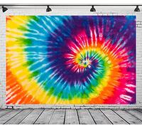 BELECO Fabric 2.5x1.8m Tie Dye Photography Backdrop Colorful Rainbow Backdrop Spiral Tie Dye Wall Decor 60's Hippie Theme Birthday Party Decorations Background LGBT Gay Pride Banner Photoshoot