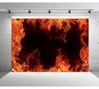 BELECO Roaring Fire Flames Backdrop - 3.5x2.5m Fabric Black Fire Background for Birthday Shoot, School Activities & Decorations