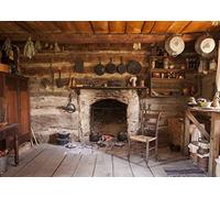 BELECO Rustic Kitchen Backdrop 2.5x1.8m Fabric Western Old Wooden House Kitchen Interior Background Rural Farmhouse Fireplace Cooking Utensils Cooking Background Farmers Cowboys Portrait Photo