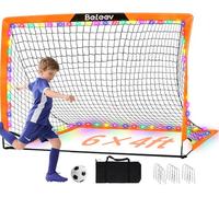 BELEEV 6x4 ft Kids Football Goal for Garden, Portable Toddler Pop Up Goals with LED Lights, Carry Bag, FootballGoal Net for Kid Youth Indoor Outdoor Training Game Practice Sport