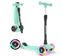 BELEEV A3 Scooter for Kids Ages 3-12, 3 Wheel Scooter for Girls Boys, Kid Scooters with Light-Up Wheels, 5 Adjustable Height, Lean to Steer, Extra-Wide Deck(Ice Green)
