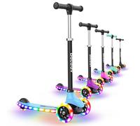 BELEEV A6 Kids Scooter with Light-Up Wheels & Deck, 3 Wheel Scooters for Girls Boys Ages 3-8, 4 Adjustable Height, Lean to Steer, Non-Slip Deck, Toddler Scooter for Children