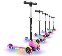 BELEEV A6 Kids Scooter with Light-Up Wheels & Deck, 3 Wheel Scooters for Girls Boys Ages 3-8, 4 Adjustable Height, Lean to Steer, Non-Slip Deck, Toddler Scooter for Children