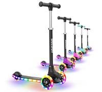 BELEEV A6 Kids Scooter with Light-Up Wheels & Deck, 3 Wheel Scooters for Girls Boys Ages 3-8, 4 Adjustable Height, Lean to Steer, Non-Slip Deck, Toddler Scooter for Children