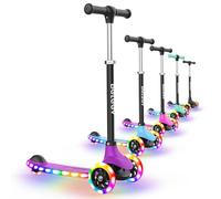BELEEV A6 Kids Scooter with Light-Up Wheels & Deck, 3 Wheel Scooters for Girls Boys Ages 3-8, 4 Adjustable Height, Lean to Steer, Non-Slip Deck, Toddler Scooter for Children