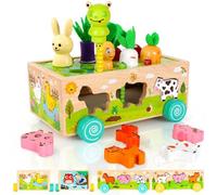 BELEEV Montessori Wooden Toys for 1 2 3 Year Old, 7 in 1 Shape Sorter