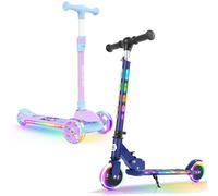 BELEEV Scooter for Kids with Light-Up Wheels & Deck, Scooter for Toddlers Girls Boys, 4 Adjustable Height, Non-Slip Pattern Deck, Lightweight Kick Scooter for Children Ages 3-12