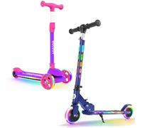 BELEEV Scooter for Kids with Light-Up Wheels & Deck, Scooter for Toddlers Girls Boys, 4 Adjustable Height, Non-Slip Pattern Deck, Lightweight Kick Scooter for Children Ages 3-12