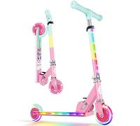 BELEEV Scooters for Kids Ages 3-12 with Light-Up Wheels & Stem & Deck, 2 Wheel Folding Scooter for Girls Boys, 3 Adjustable Height, Non-Slip Pattern Deck, Lightweight Kick Scooter for Children