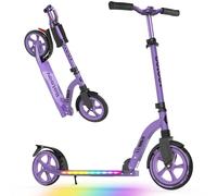 BELEEV Scooters for Kids Ages 6+ with Light-Up Stem & Deck, 2 Wheel Folding Scooter for Adults Teens, 4 Adjustable Height, Lightweight Sport Commuter Scooter, Max Load 220 lbs