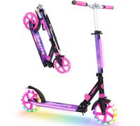 BELEEV Scooters for Kids Ages 6+ with Light-Up Wheel & Stem & Deck, 2 Wheel Folding Scooter for Adults Teens, 4 Adjustable Height, Lightweight Sport Commuter Scooter, up to 220lbs(Galaxy Purple)
