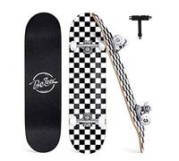 BELEEV Skateboards, 31 x 8 inch Complete Skateboard for Beginners, 7 Layer Canadian Maple Double Kick Deck Concave Cruiser Trick Skateboard for Kids and Adults with Skate T-Tool(White)