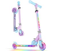 BELEEV V2 Scooters for Kids with Light-Up Wheels & Stem & Deck, 2 Wheel Folding Scooter for Girls Boys, 3 Adjustable Height, Non-Slip Pattern Deck, Lightweight Kick Scooter for Children Ages 3-12